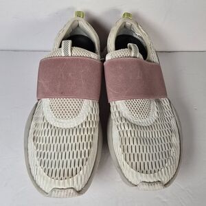 Sorel Women's Kinetic Impact Strap Sneakers In White Mesh Dusty Rose Strap Size8